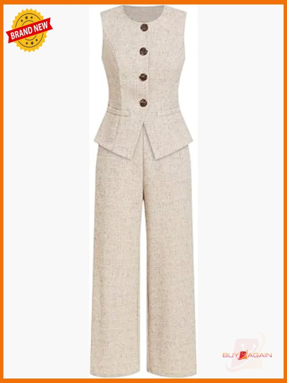 Women's 2 Piece Business Casual Pantsuit Set Blazer Vest & Pants